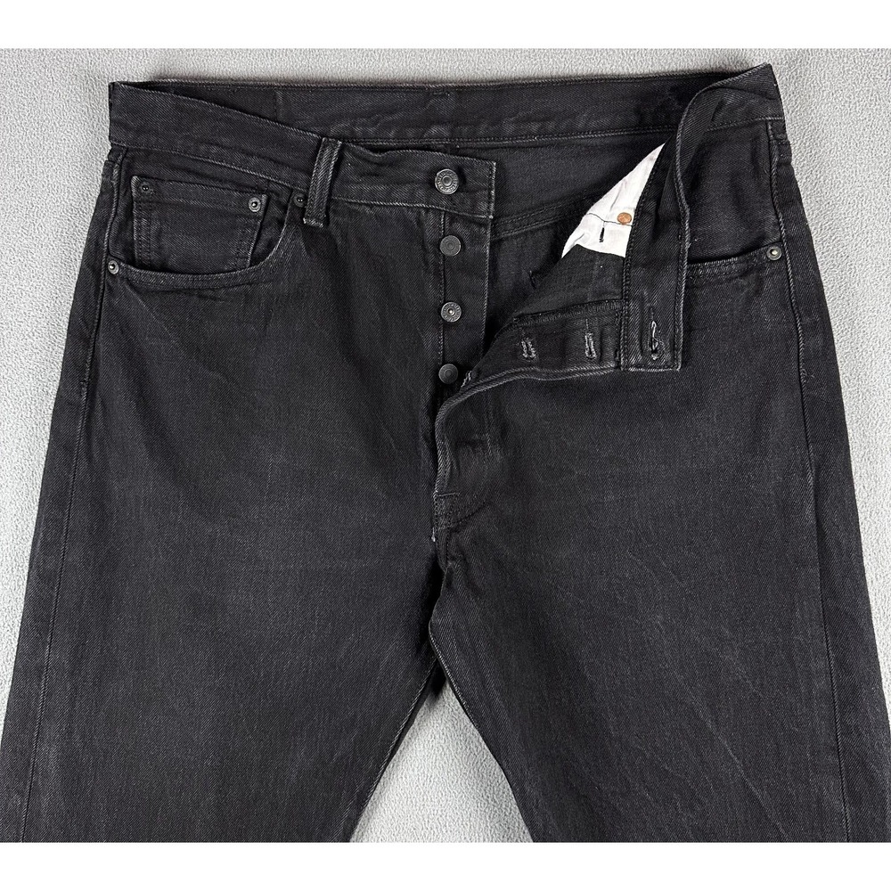 Levis 501 Jeans 36x31 Black Faded Button Fly Classic Straight Shrink To Fit READ